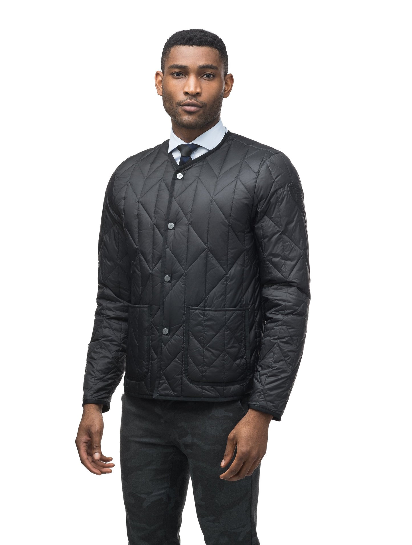Men's waist length lightweight down insulator jacket for layering in Black