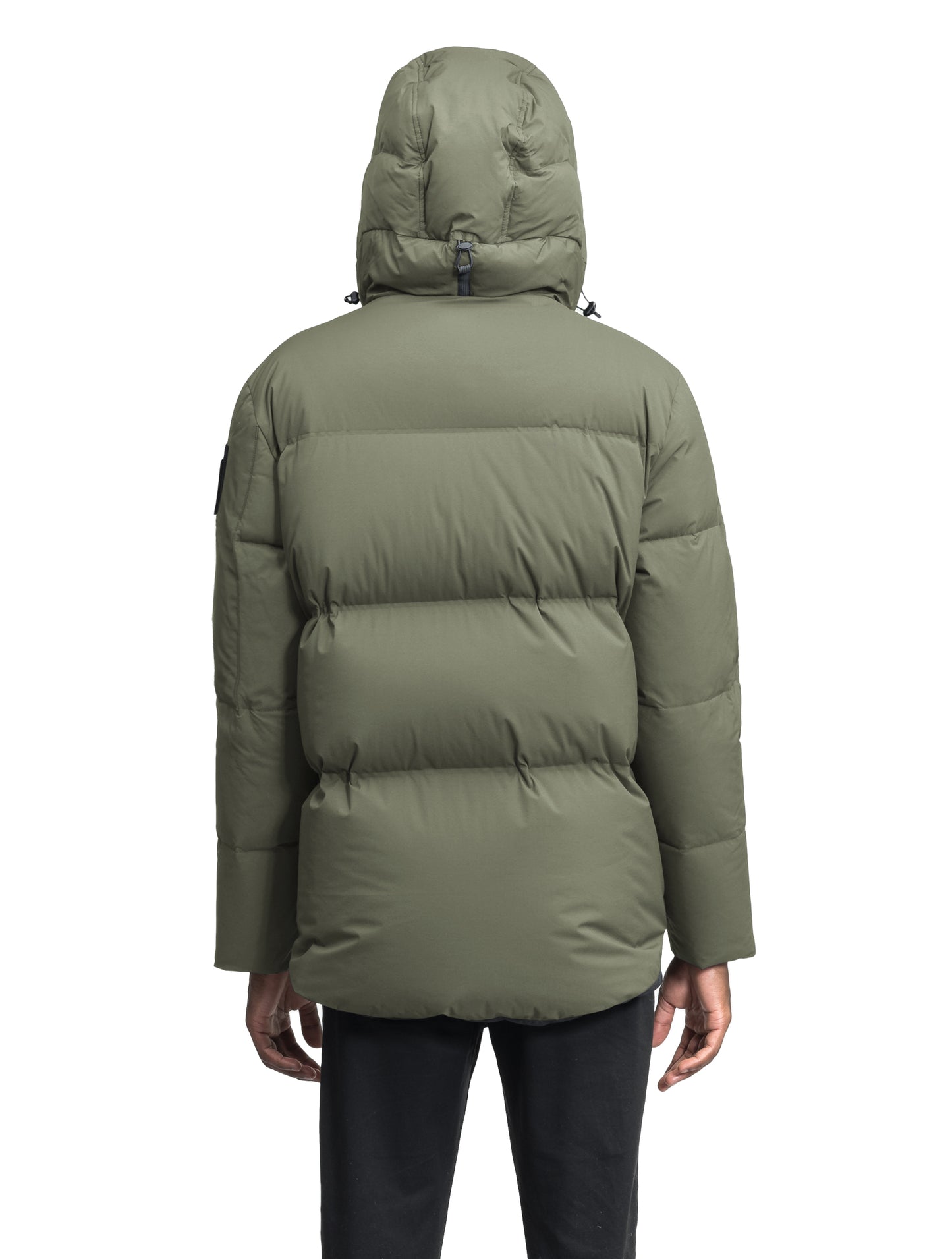 Supra Men's Performance Puffer in hip length, Technical Taffeta and 3-Ply Micro Denier fabrication, Premium Canadian White Duck Down insulation, non-removable down filled hood, centre front two-way zipper, flap pockets at waist, and zipper pocket at left bicep, in Clove