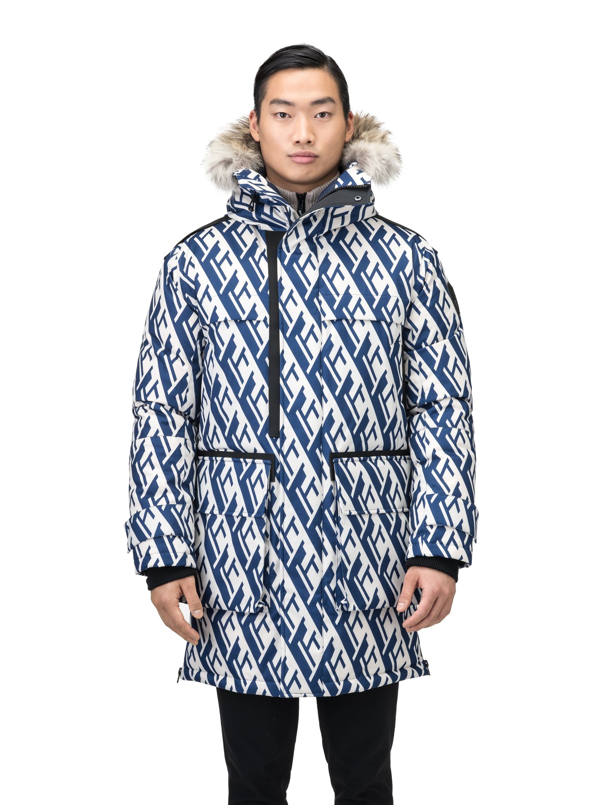 Alum Men's Long Parka in Architect Print
