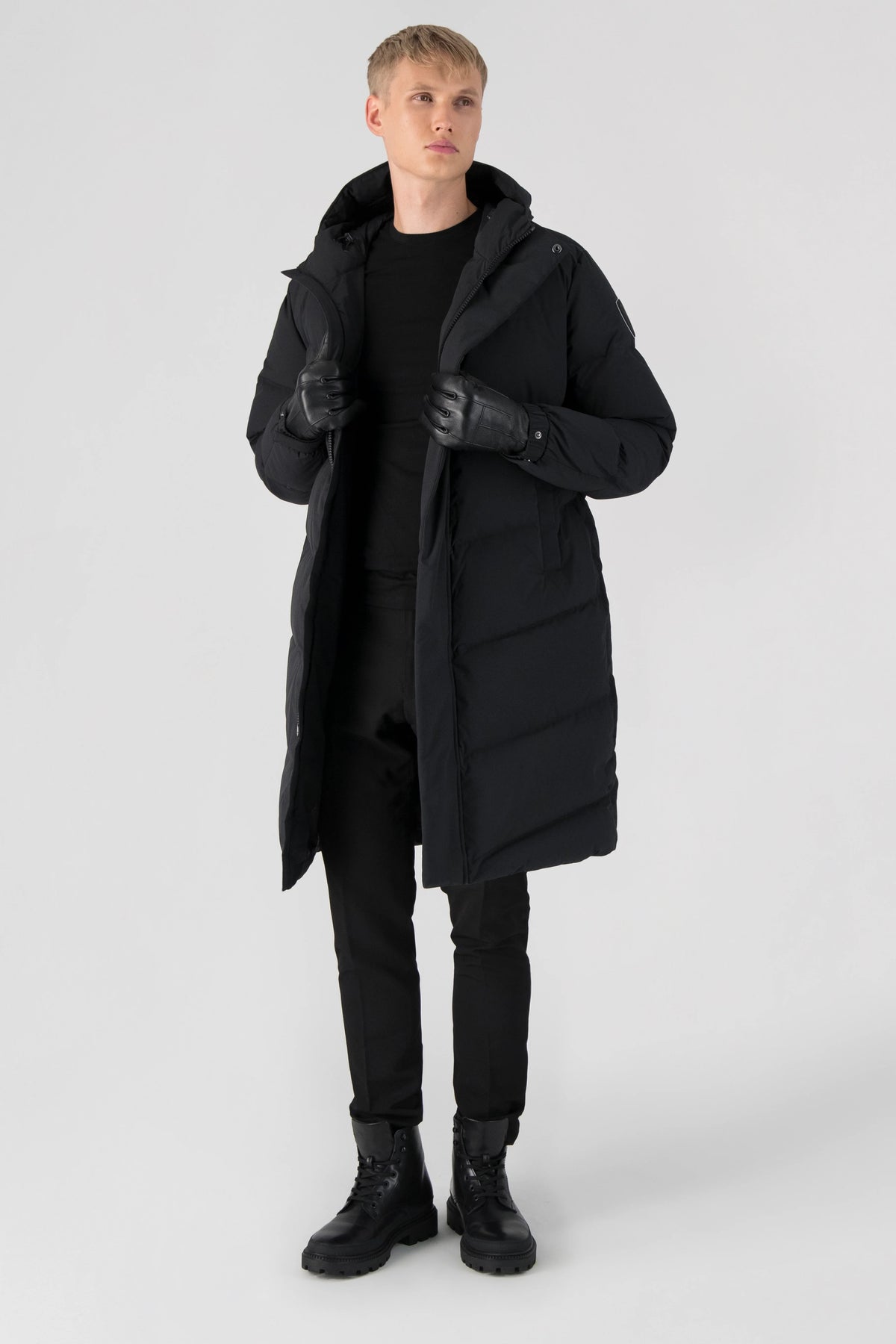 Granger Men's Long Puffer Jacket - Black