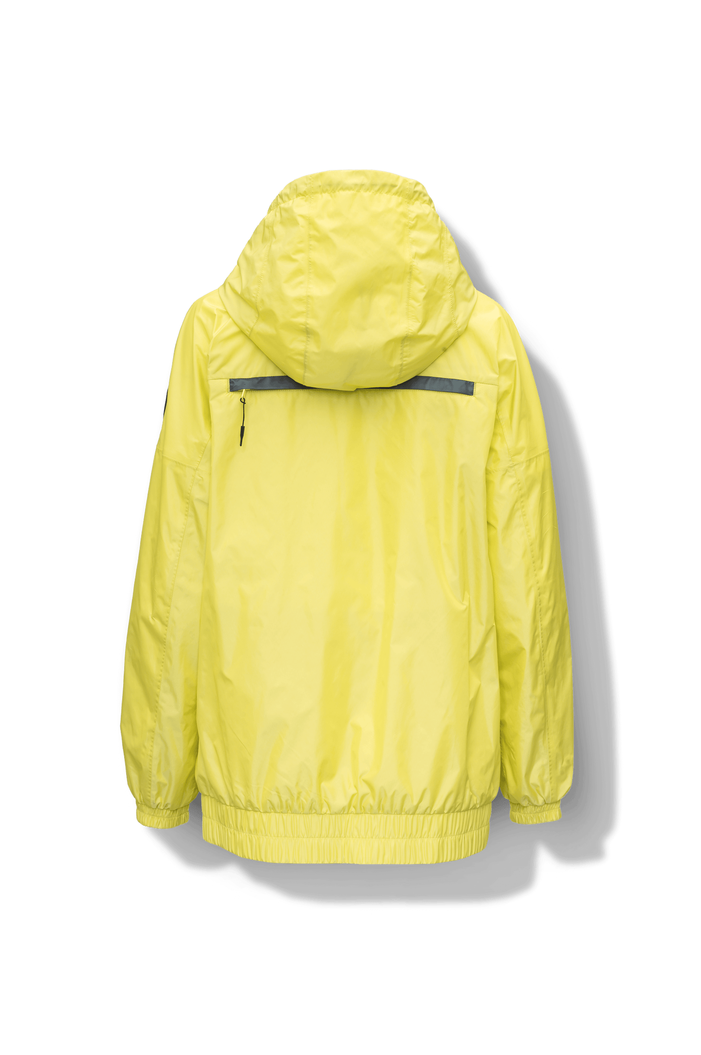 Hartley Women's Tailored Rain Jacket in hip length, two-way centre front zipper with wind flap, toggle adjustable cuffs and waist cord, non-removable hood, side entry waist pockets, in Sulphur Spring