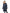 Kid's knee length down coat with fur free hood in Navy
