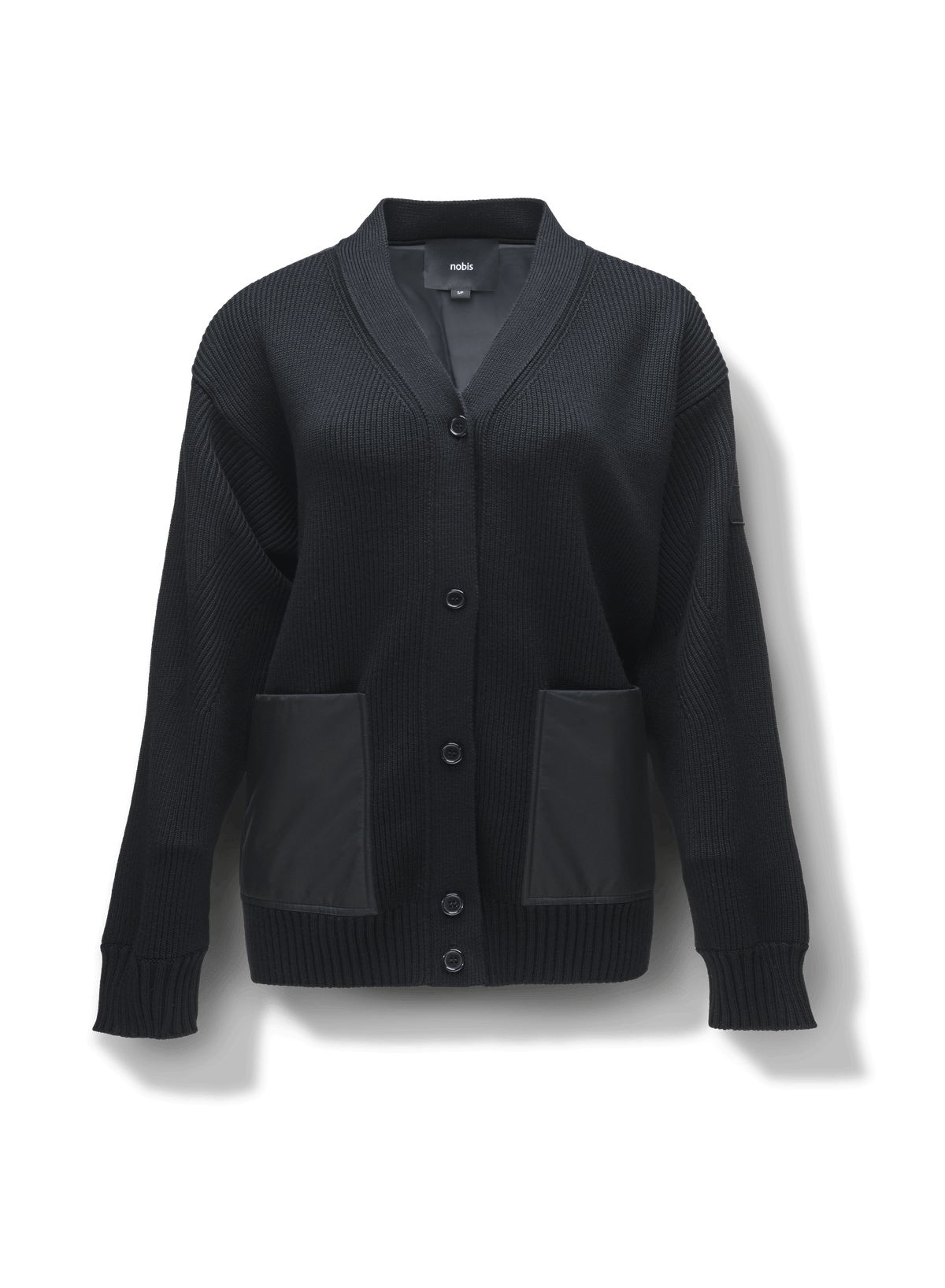 Riga Tailored Button Front Cardigan in Black 