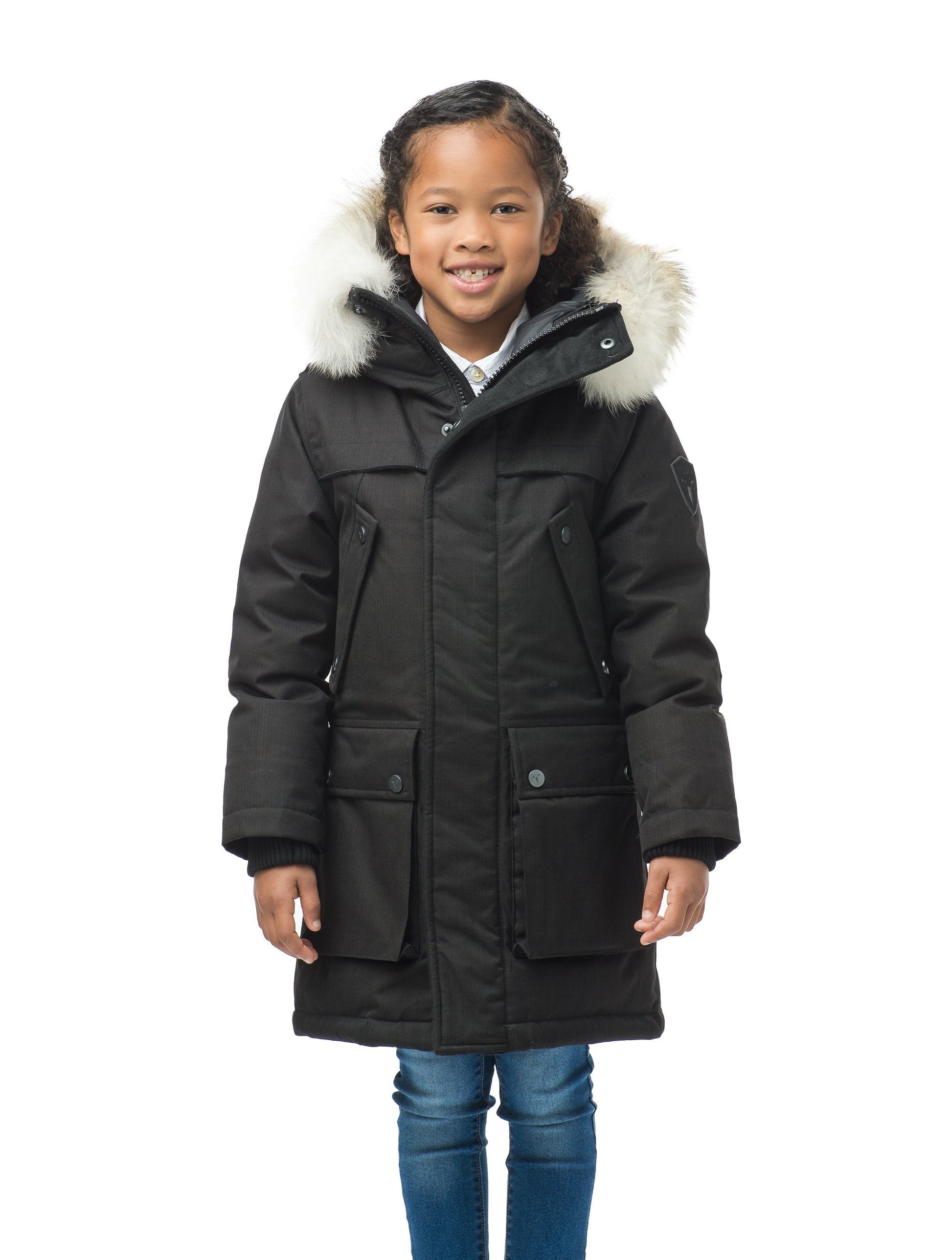 The best kid's down filled parka that's machine washable, waterproof, windproof and breathable in CH Black