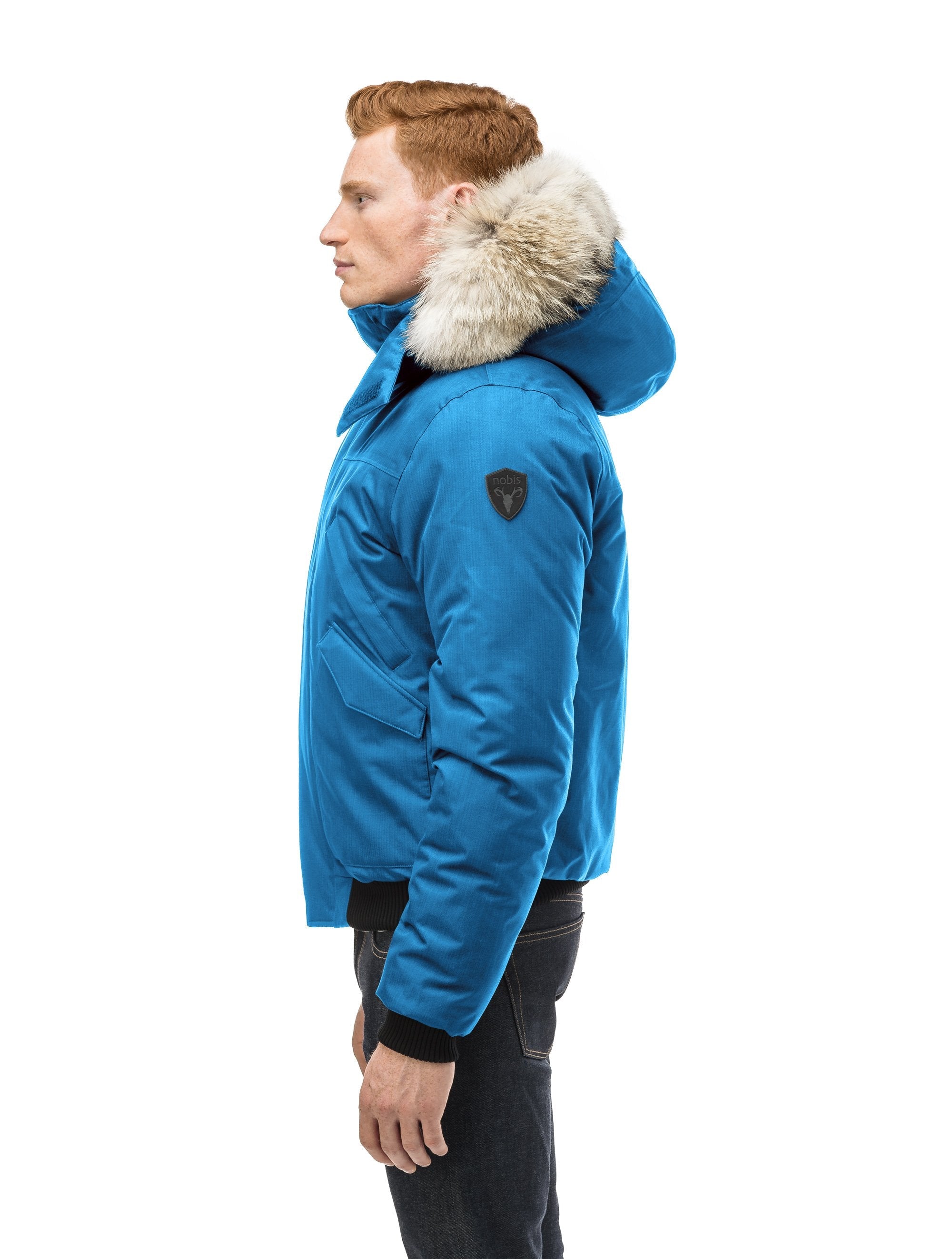 Men's blue parka fur hood online