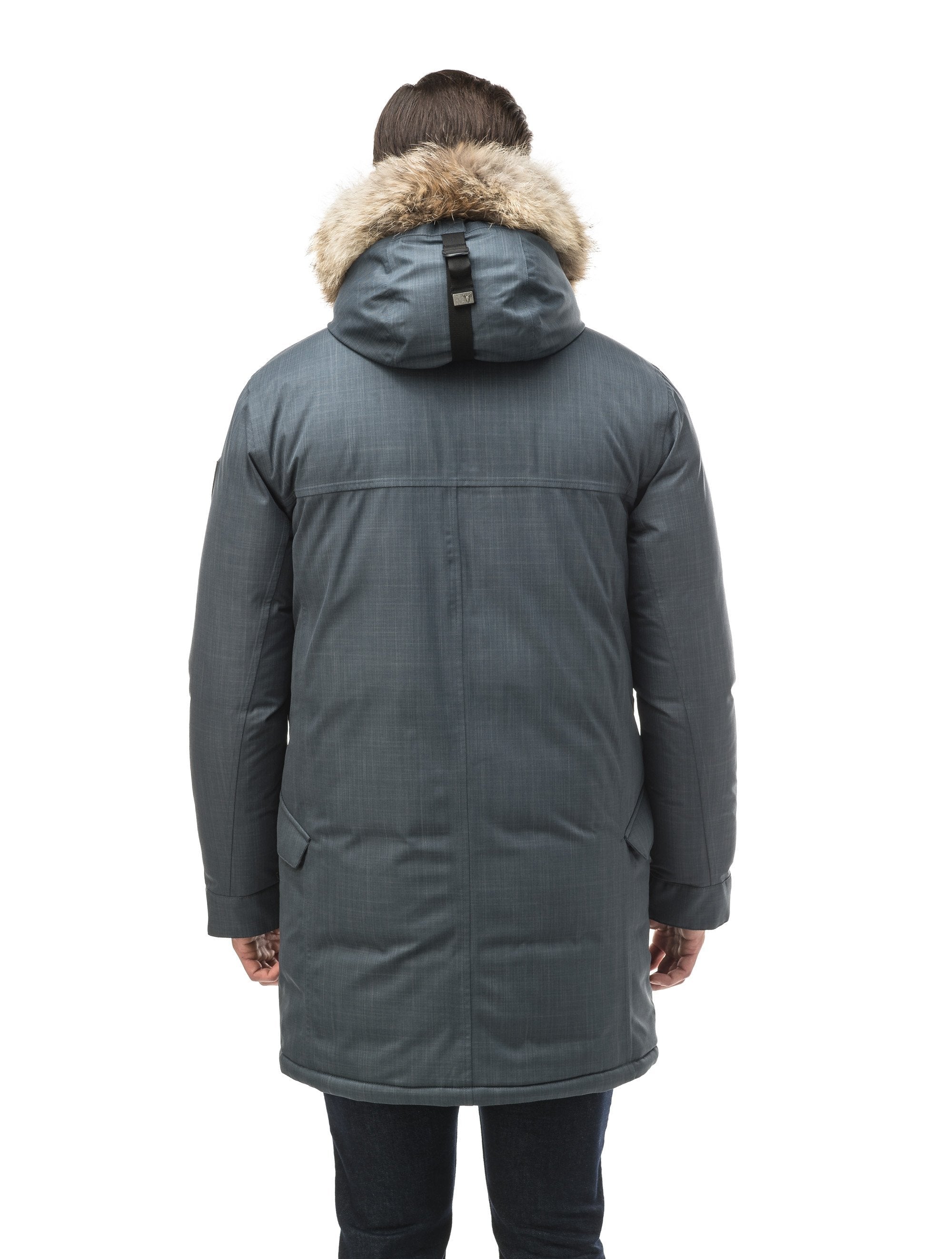 Mens grey parka fur hood online