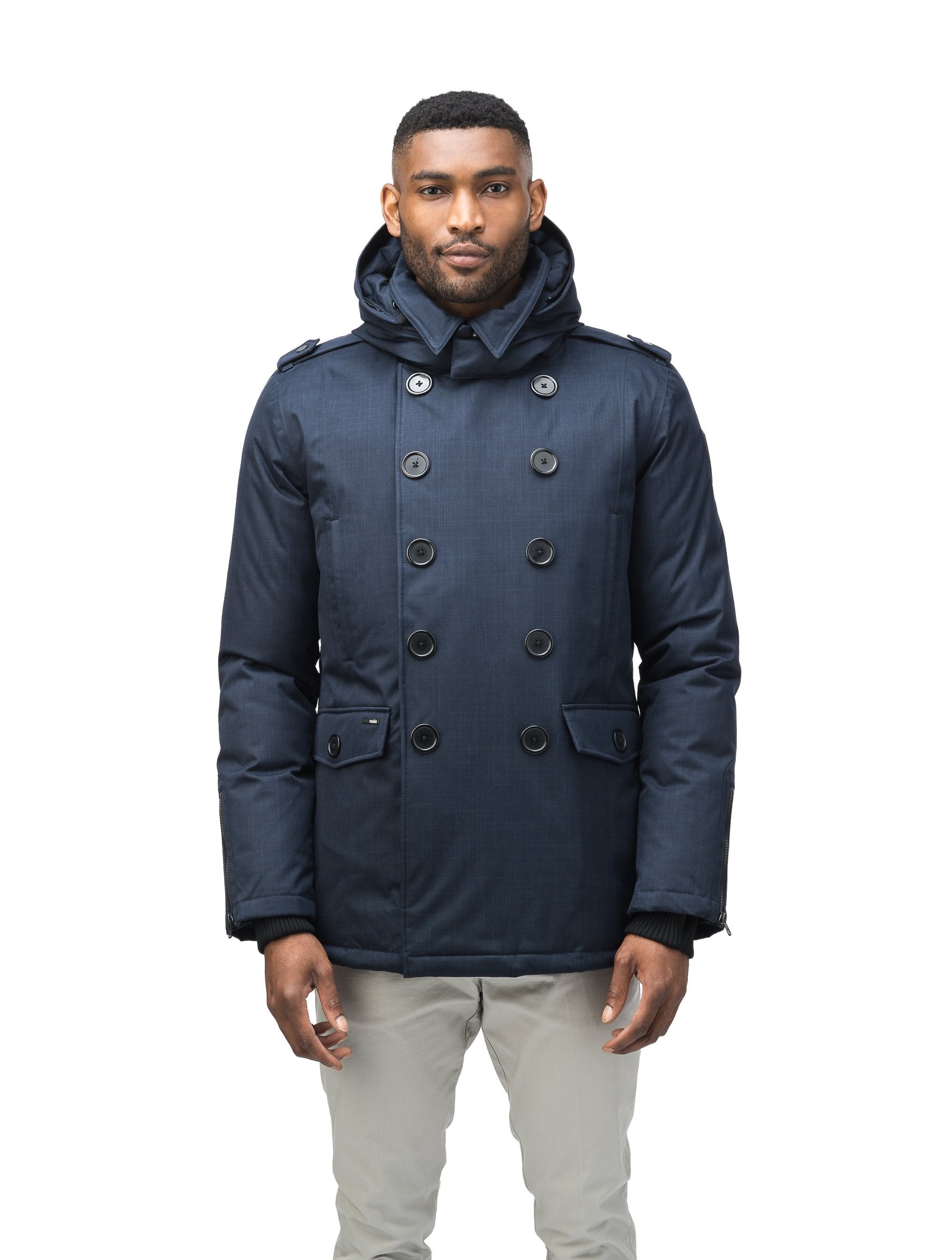 Men's double breasted down filled parka in CH Navy