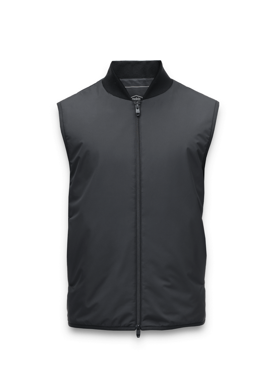 Neo Men's Mid Layer Vest in hip length, Primaloft Gold Insulation Active+, and two-way zipper, in Black