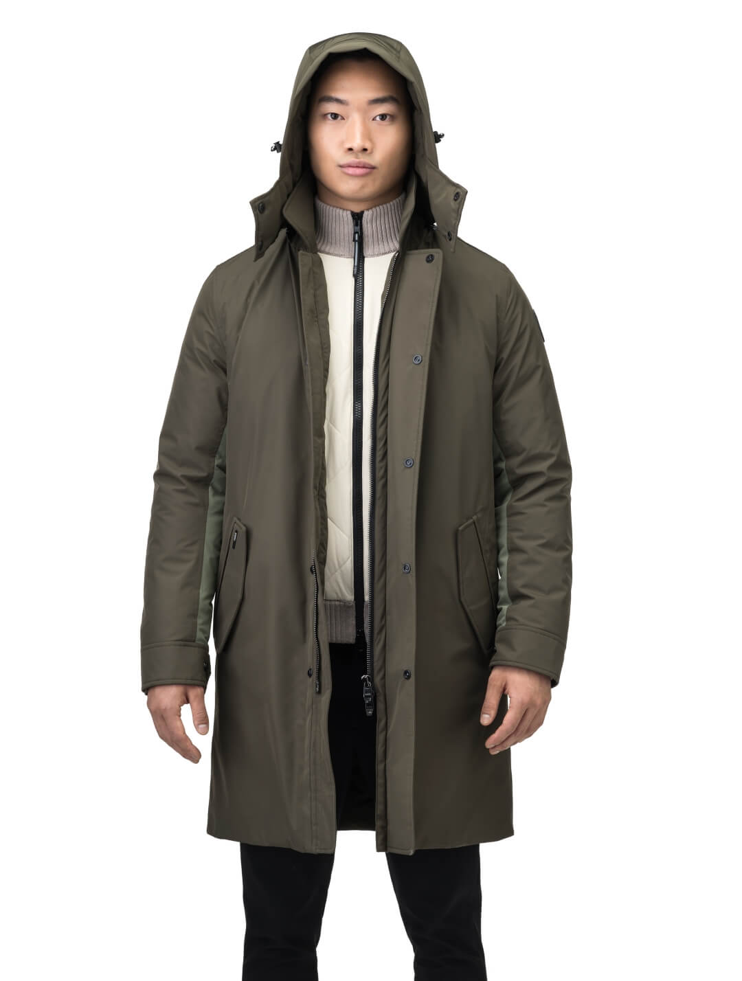 Mens knee length trench coat best sale