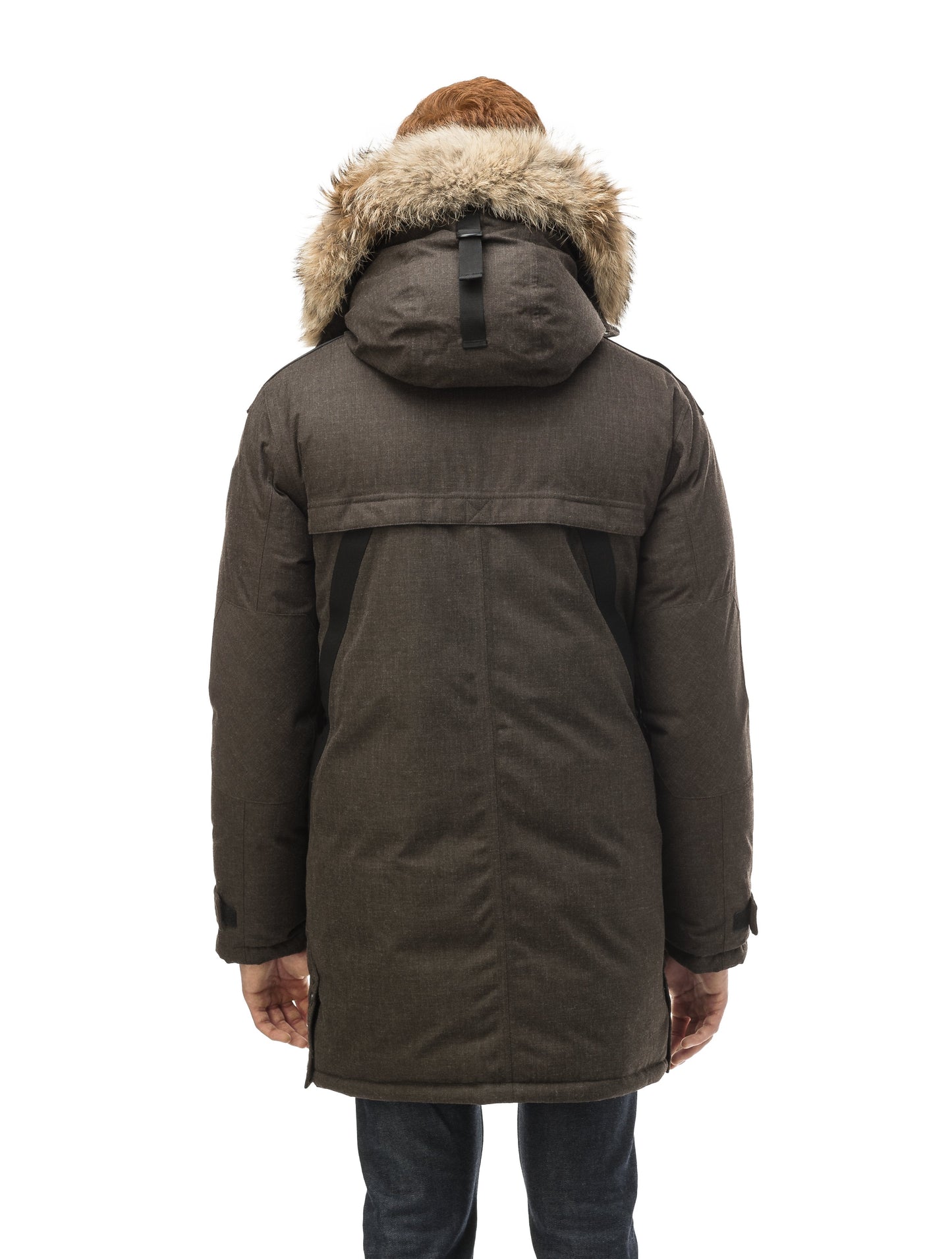 Men's Best Selling Parka the Yatesy is a down filled jacket with a zipper closure and magnetic placket in H. Brown